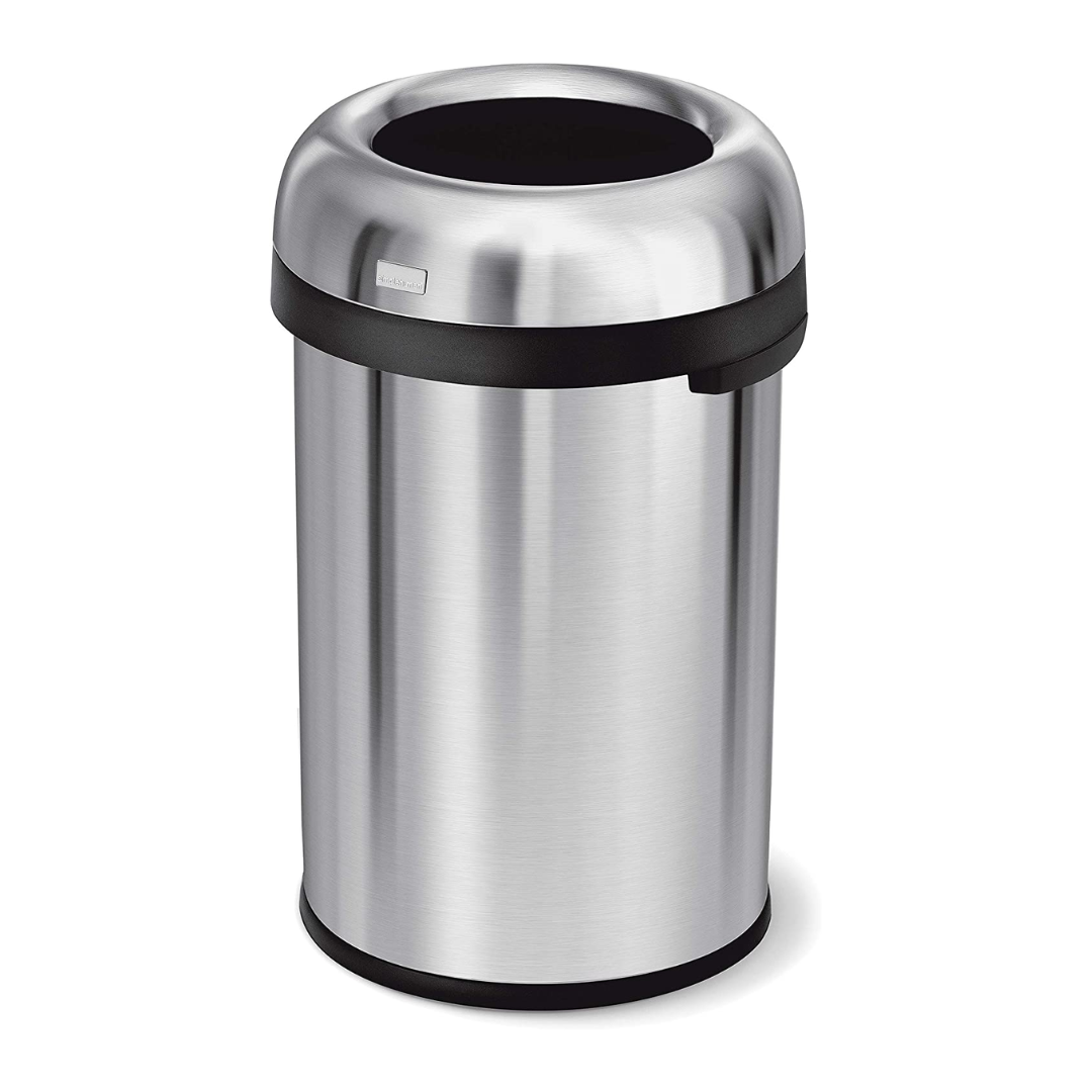 Simplehuman 115 Liter Gallon Bullet Open Top Trash Can Commercial Grade Heavy Gauge, Brushed Stainless Steel