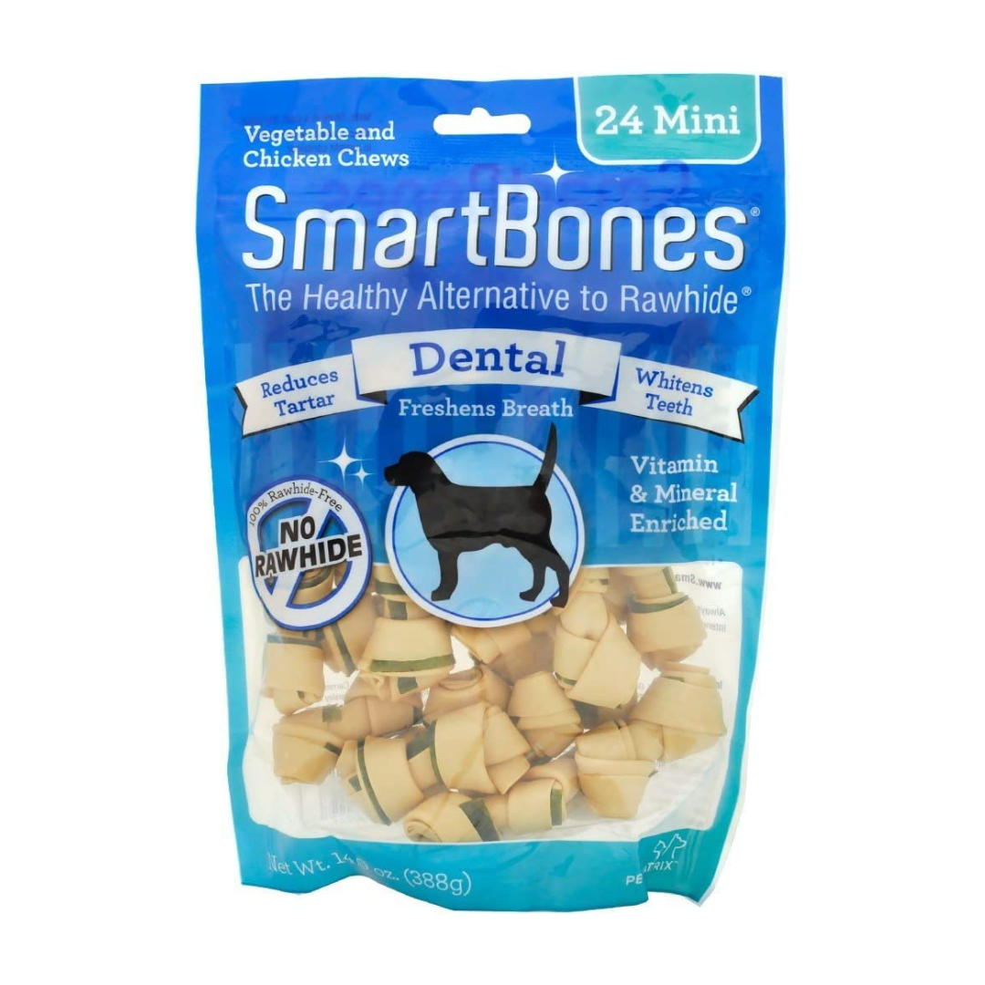 Smartbones Rawhide Free Dental Dog Chew, Vegetable & Chicken Dog Chew,Mini - 24 Count