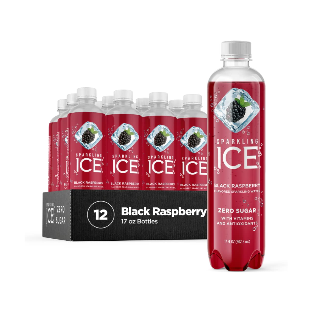 Sparkling ICE, Black Raspberry Sparkling Water, Zero Sugar Flavored Water, with Vitamins and Antioxidants, Low Calorie Beverage, 17 fl Ounce - Pack of 12