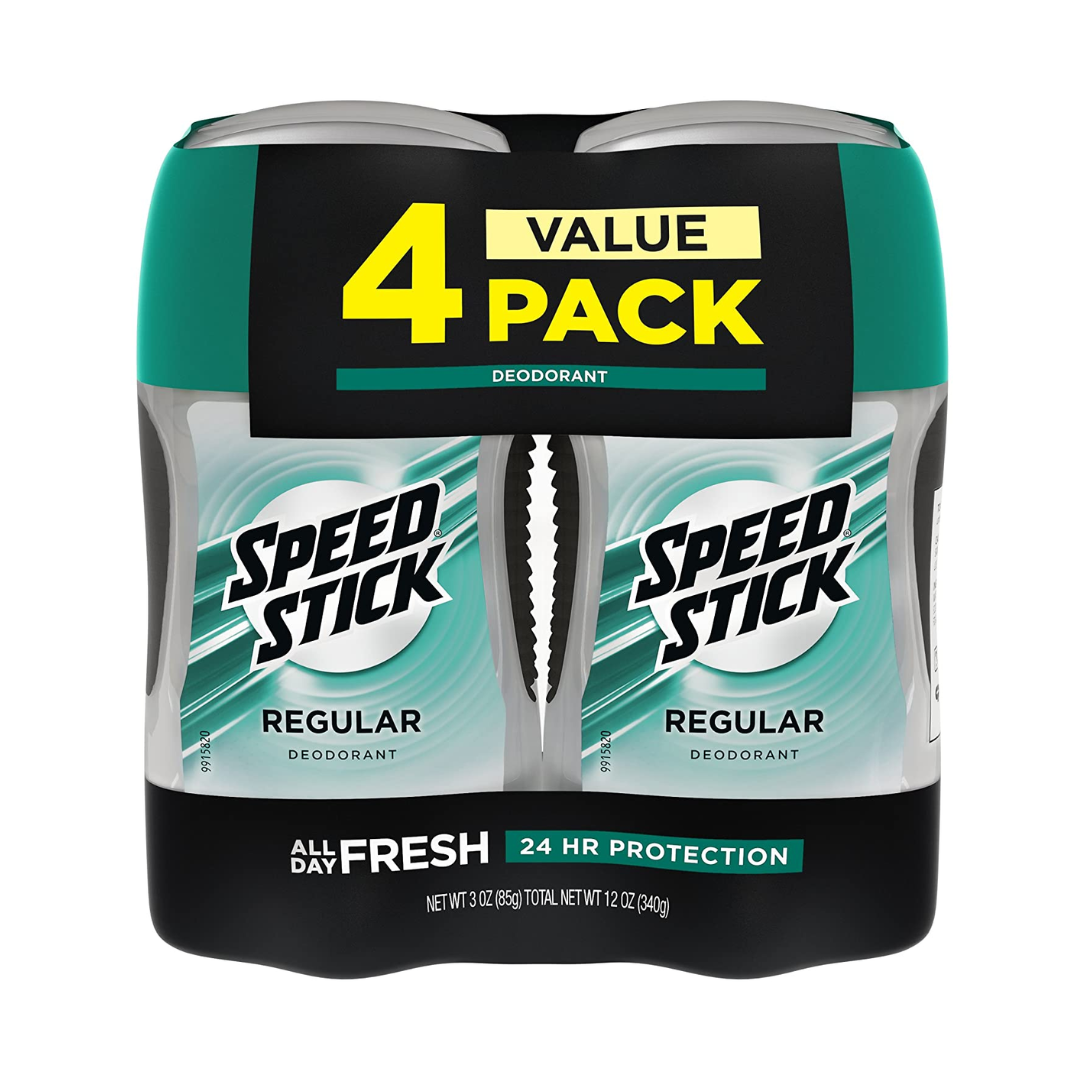 Speed Stick Deodorant for Men, Aluminum Free, Regular, 3 Ounce - Pack of 4