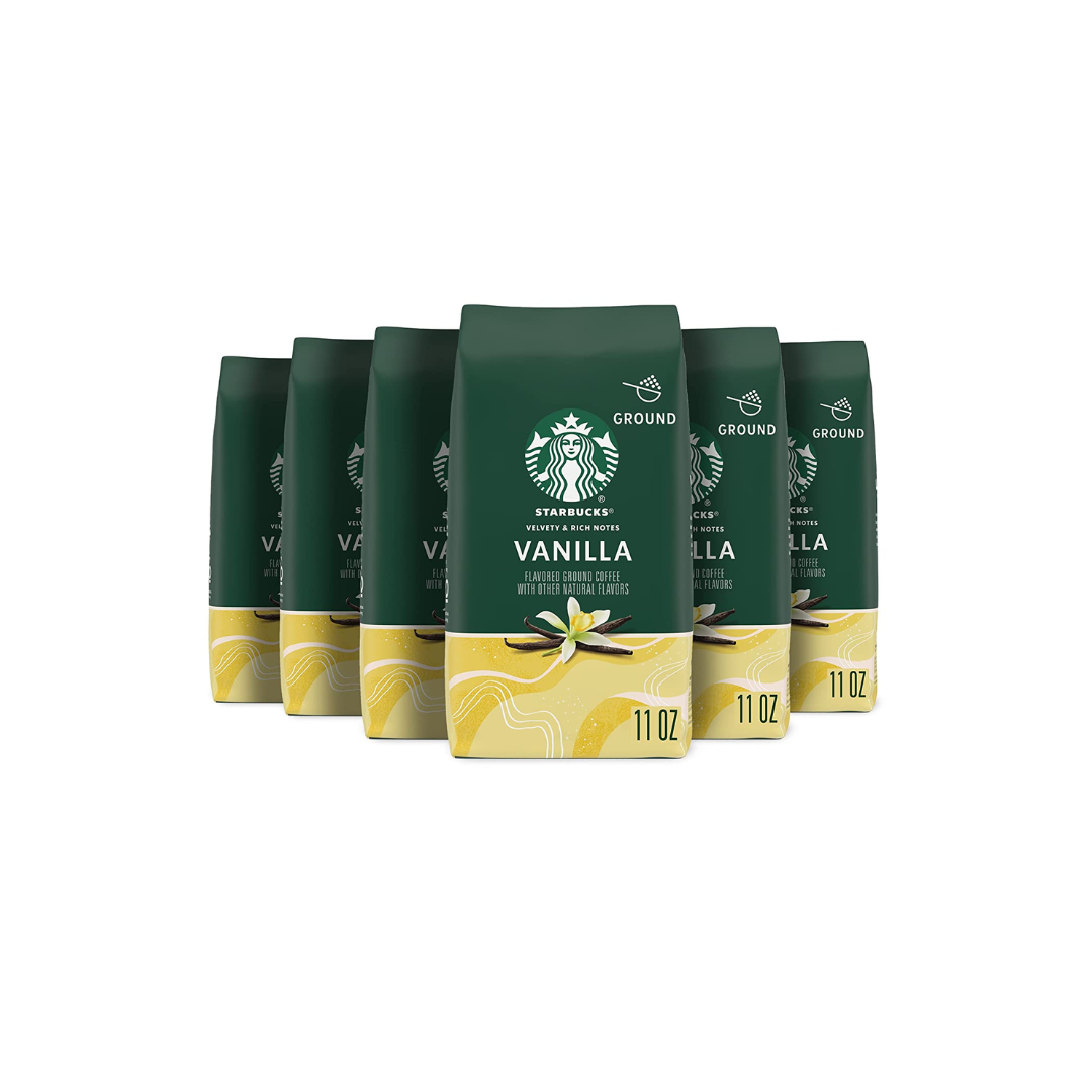Starbucks Ground Coffee, Vanilla Flavored Coffee, Naturally Flavored, 11 Ounce - Pack of 6