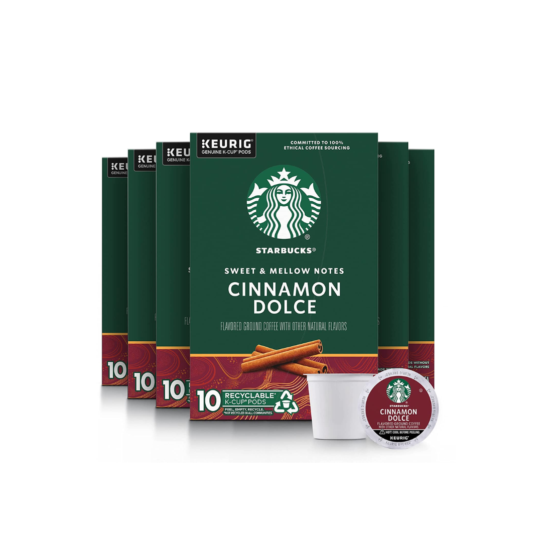 Starbucks K-Cup Coffee Pods, Cinnamon Dolce Flavored Coffee, Naturally Flavored, 10 Count- Pack of 6