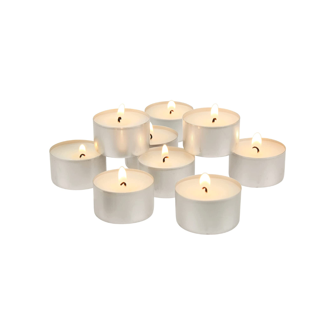Stonebriar Long Burning Tea Light Candles, White, Unscented, Bulk 200-Pack (SM-TL200)