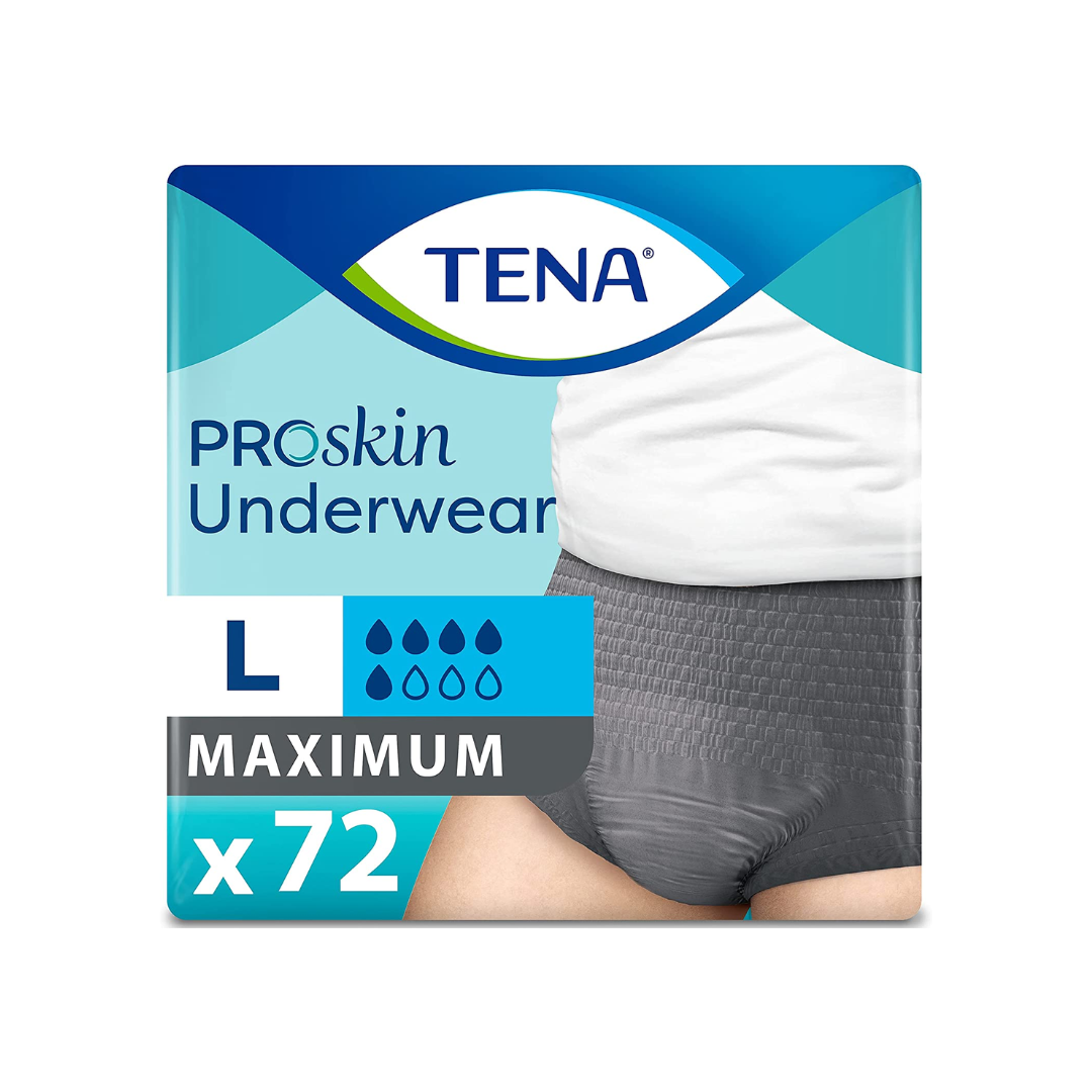 Tena Pro Skin Incontinence Underwear for Men, Maximum Absorbency, Large - 72 Count