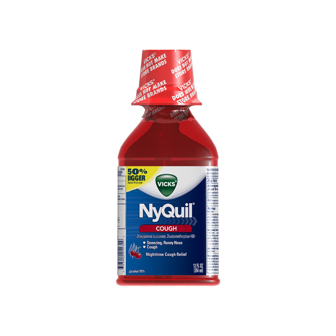 Vicks NyQuil Cough Nighttime Relief, Cherry Flavor, 12 fl Ounce