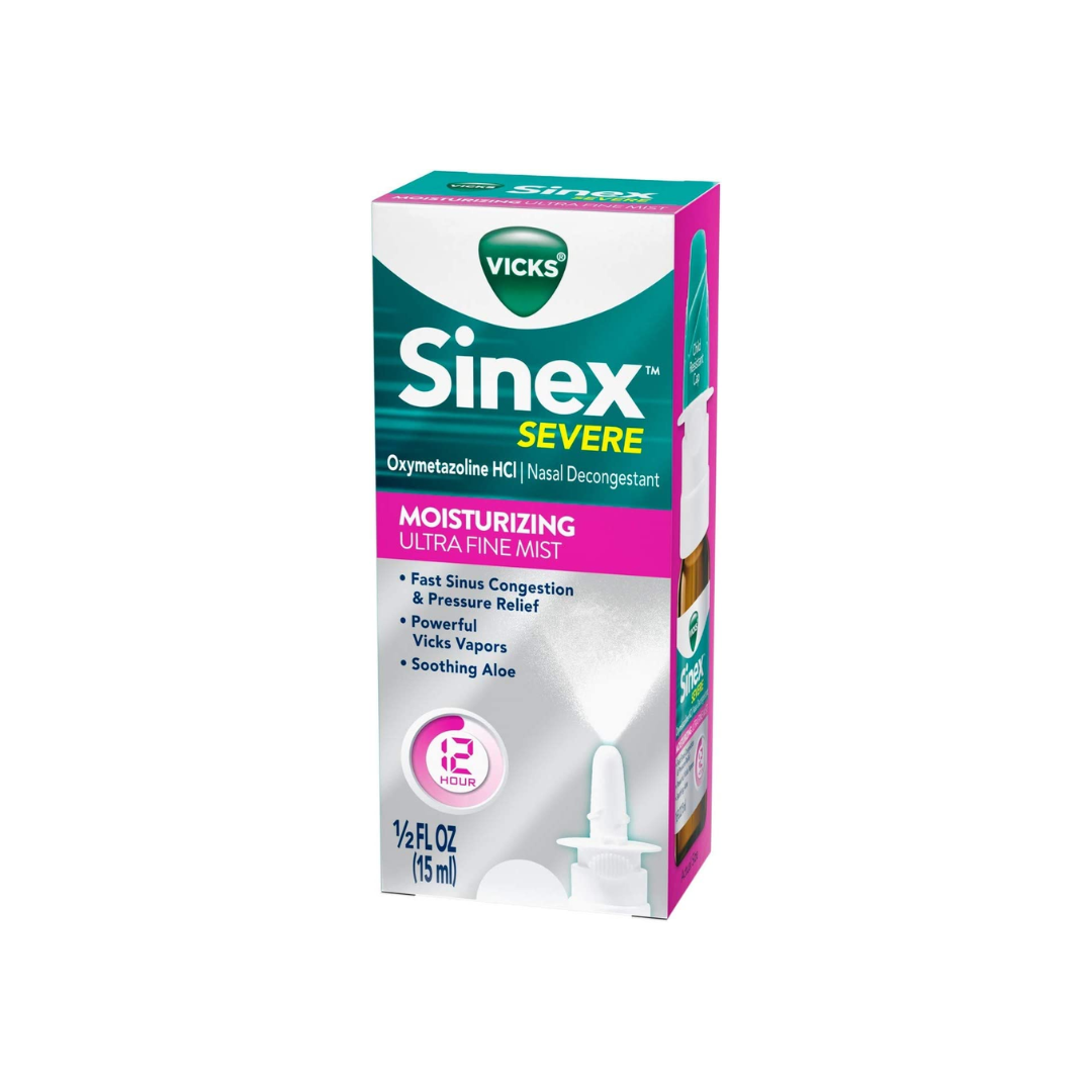 VICKS Sinex Ultra Fine Mist, Moisturizing, 0.5 Fluid Ounce - Pack of 2