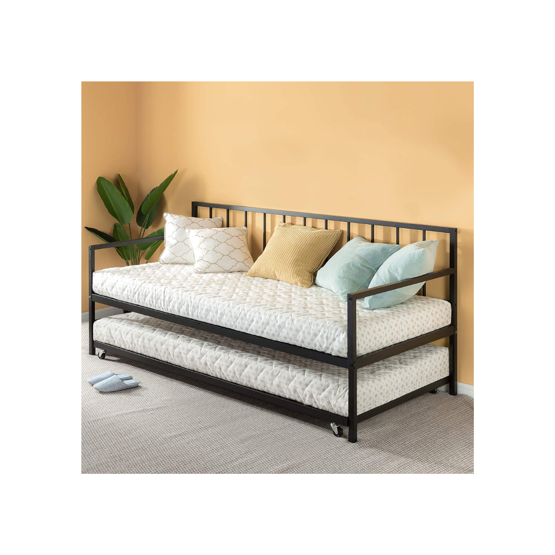 Zinus Eden Twin Daybed and Trundle Set / Premium Steel Slat Support / Daybed and Roll Out Trundle Accommodate Twin Size Mattresses Sold Separately, Black OLB-NPDBS-39
