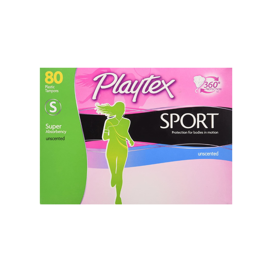 Playtex Sport Plastic Tampons, Unscented, Super Absorbency - 80 Count