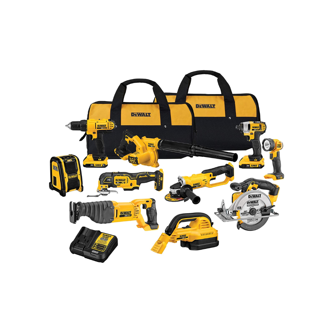 DEWALT DCK1020D2 20V Max Cordless Drill Combo Kit, 10-Tool