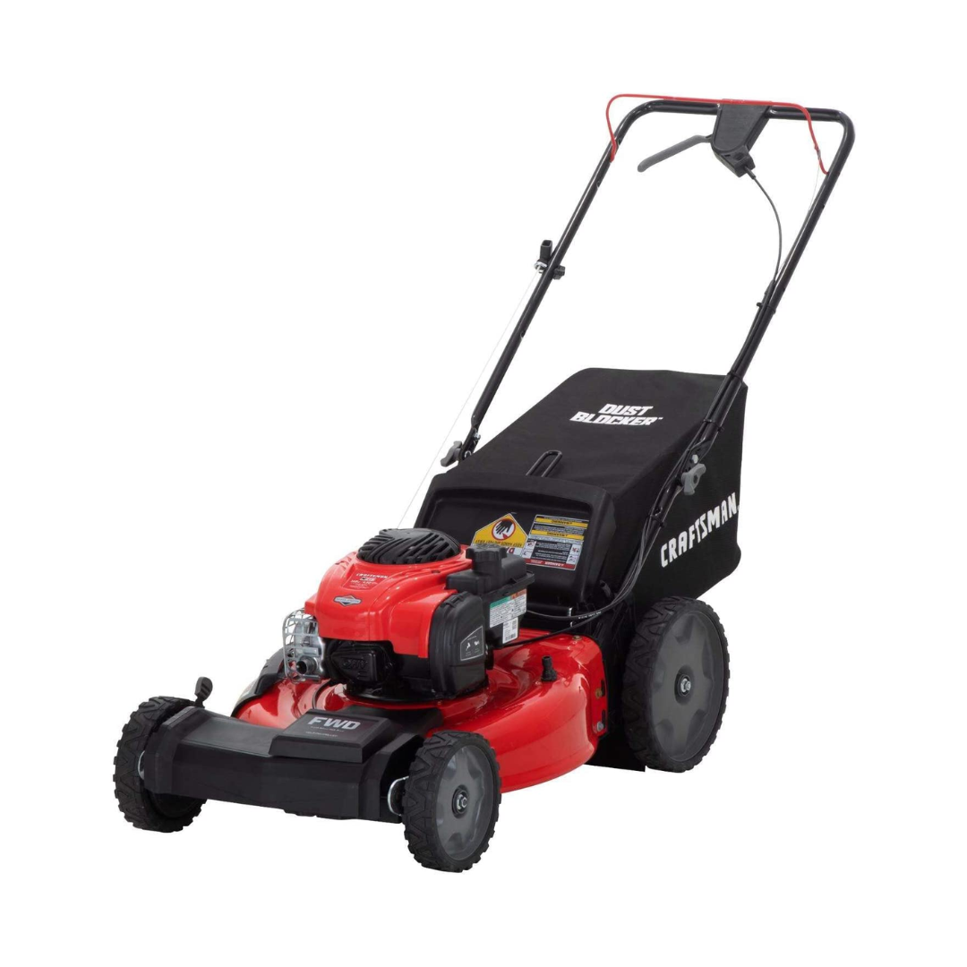 CRAFTSMAN 12AVB2T2791 M215 140cc 21-Inch 3-in-1 High-Wheeled FWD Self-Propelled Gas Powered Lawn Mower with Bagger, Liberty Red