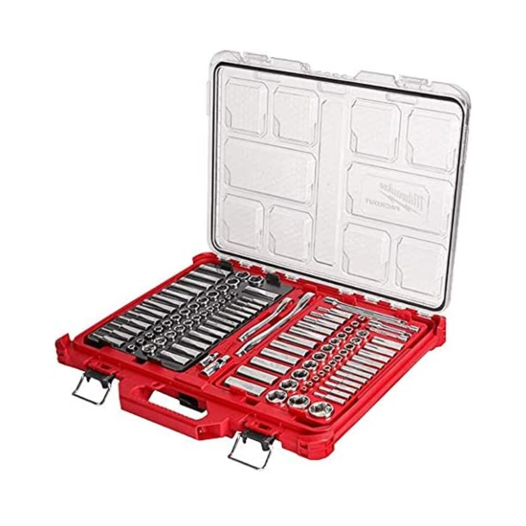 MILWAUKEE ‎48-22-9486  1/4"-3/8” Ratchet Socket Set w/PACKOUT Case - 106 pieces