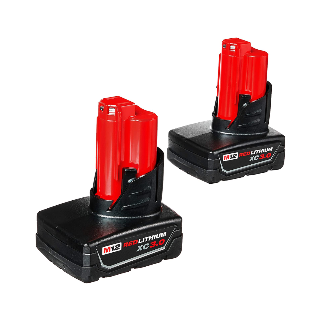 MILWAUKEE 48-11-2412 Twin Pack of 3.0 Amp Hour Extended Capacity 12V Lithium Ion Batteries