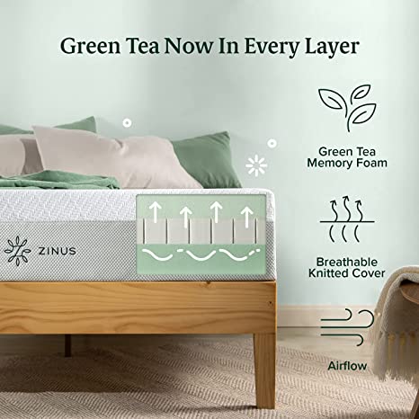 ZINUS 10 Inch Green Tea Luxe Memory Foam Mattress