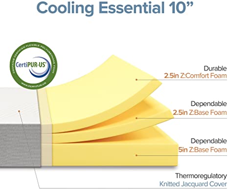 ZINUS 10 Inch Cooling Essential Foam Mattress