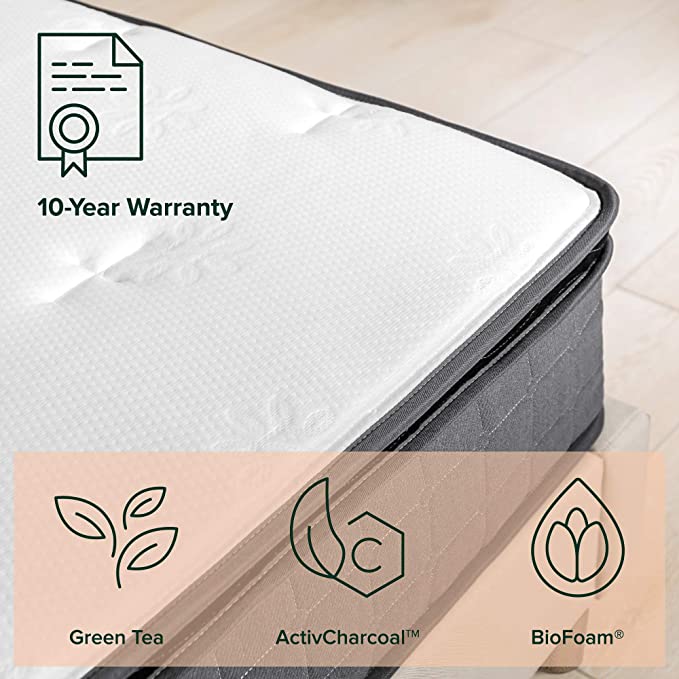ZINUS 10 Inch Cool Touch Comfort Gel-Infused Hybrid Mattress