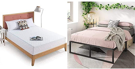 Zinus Green Tea Memory Gel Foam Mattress - 10 Inch & Lorelei Bed Platform Frame - 14 Inch
