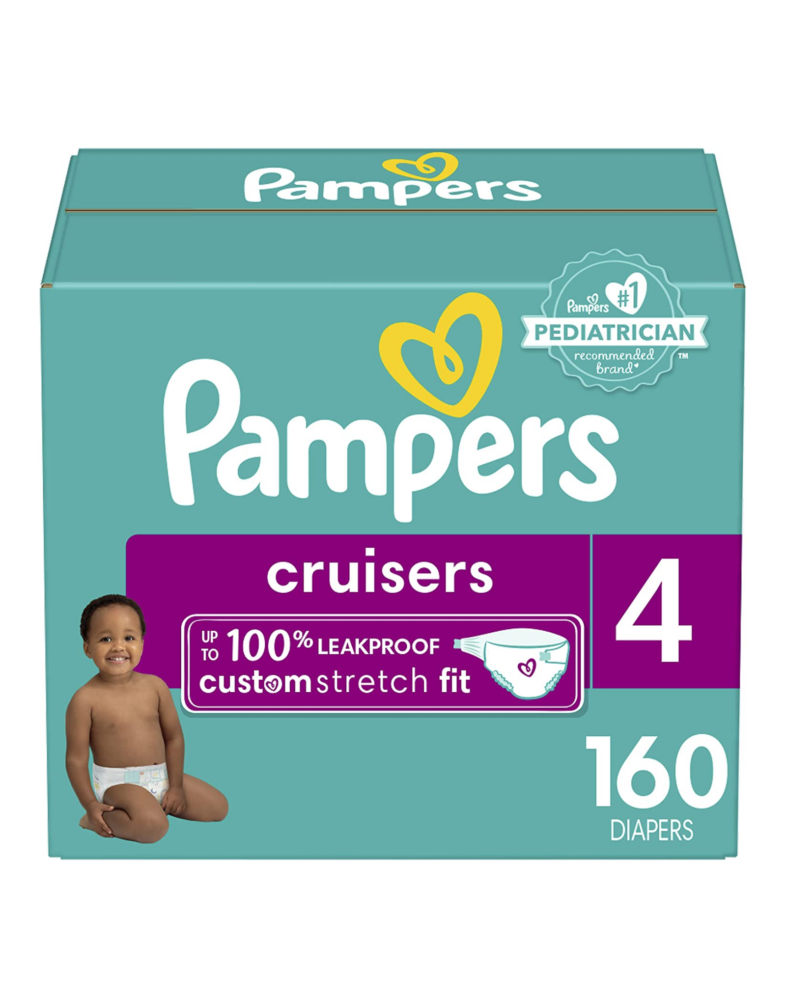 Diapers Size 4, 160 Count - Pampers Cruisers Baby Diapers, Stay-Put Fit (Packaging May Vary)
