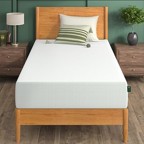 ZINUS 10 Inch Green Tea Memory Foam Mattress / Patented Custom Contour Support / Sturdy Base Foam/ CertiPUR-US Certified / Bed-in-a-box , Twin, White