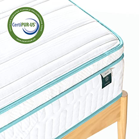 ZINUS 12 Inch Memory Foam Spring Hybrid Mattress/Euro Top Innerspring Mattress