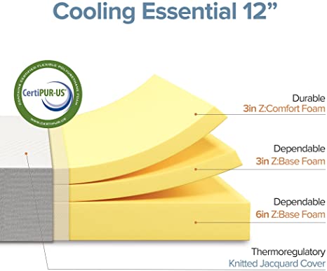 ZINUS 12 Inch Cooling Essential Foam Mattress