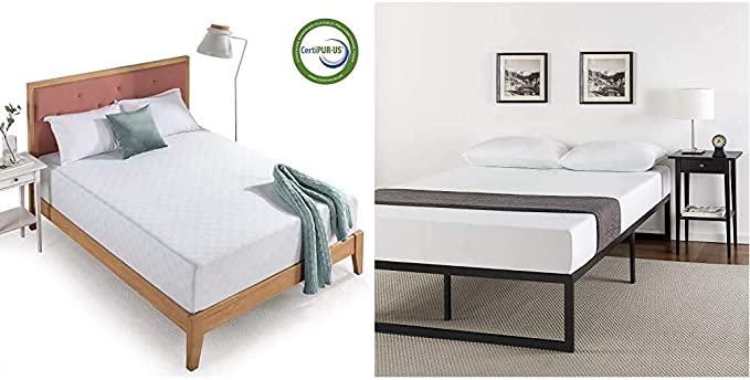 Zinus Green Tea Gel Memory Foam Mattress - 12 Inch and ABEL Metal Platform Bed Frame - 14 Inch