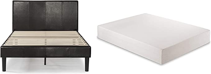 Zinus Gerard Platform, Queen, Espresso & Green Tea 12-inch Memory Foam Mattress