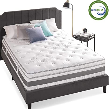 Zinus 14 Inch Gel Memory Foam Pocket Spring Hybrid Mattress & ABEL 14 Inch Metal Platform Bed Frame