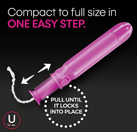 U by Kotex Click Compact Tampons, Regular, Unscented - 16 Count (Pack of 3)