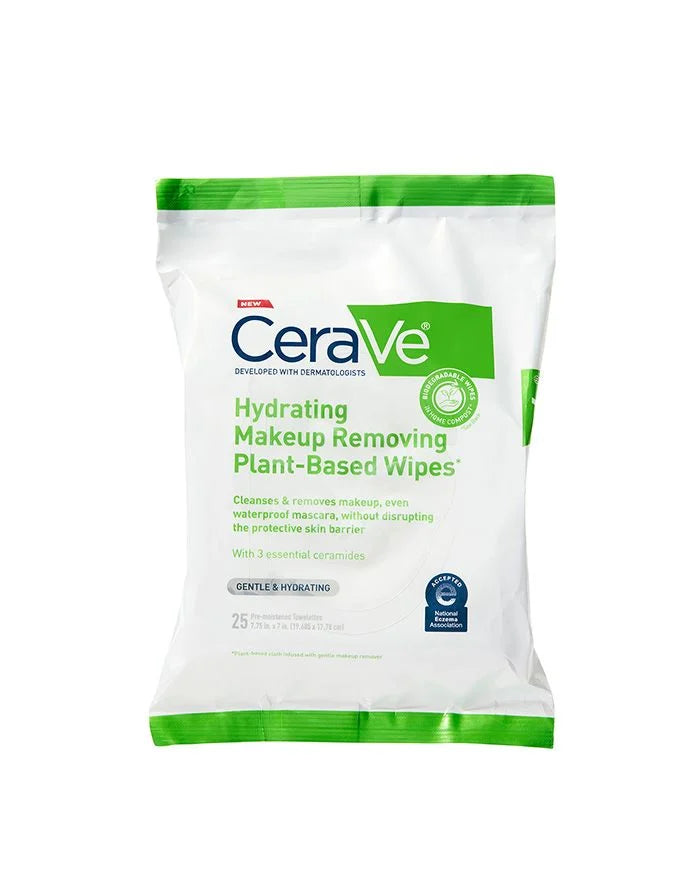 CeraVe Hydrating Facial Cleansing Makeup Remover Wipes, Fragrance-free Non-comedogenic - 25 Count