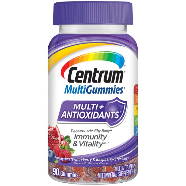 Centrum MultiGummies Multi+Antioxidants Immunity & Vitality Pomegranate-Blueberry & Raspberry-Cranberry Multivitamin/Multimineral Supplement 90 ct
