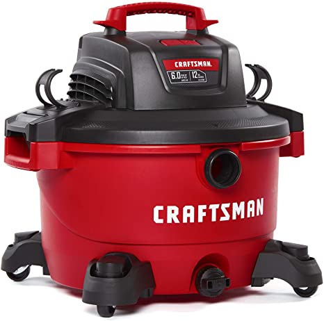 Craftsman CMXEVBE17594 12 Gallon 6 Peak HP Wet-Dry Vacuum, Red And Black