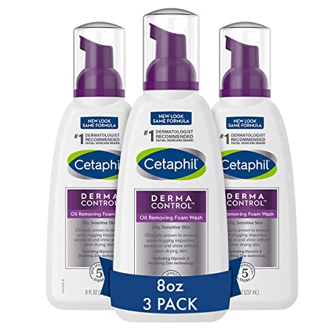 Cetaphil Pro Oil Removing Foam Wash Foaming Facial Cleanser Fragrance Free Formula Suitable for Sensitive Skin - 8oz (Pack of 3)