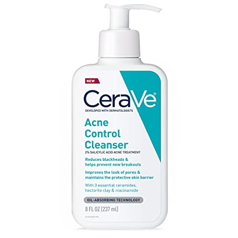 CeraVe Face Wash Acne Treatment Salicylic Acid Cleanser with Purifying Clay for Oily Skin Blackhead Remover and Clogged Pore Control - 8 Ounce