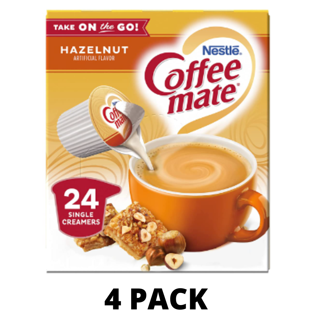 NESTLE COFFEE MATE Creamer Hazelnut Tubs, 24 Count - Pack of 4