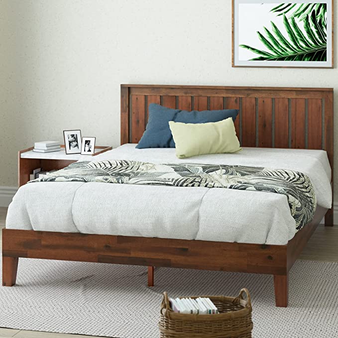 ZINUS Vivek 37" Deluxe Wood Platform Bed Frame with Headboard - Antique Espresso Finish, Full