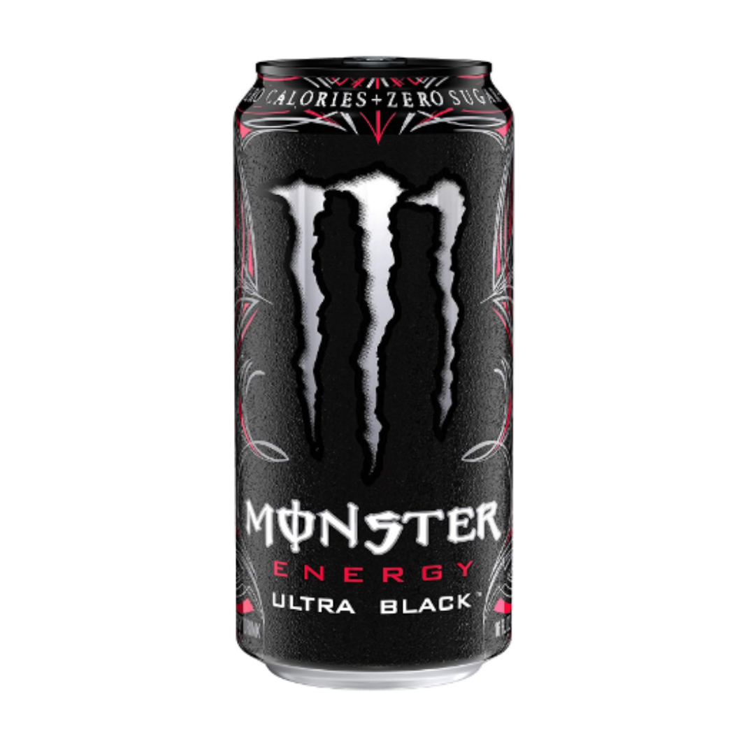 Monster Energy Ultra Black, Sugar Free Energy Drink 16 Ounce - Pack of 24