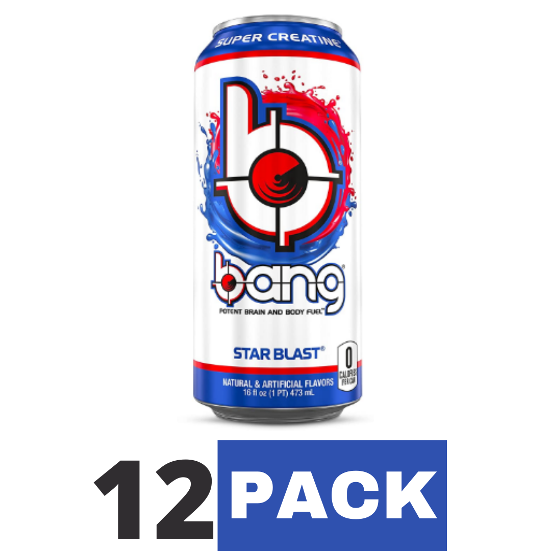 Bang Star Blast Energy Drink, Sugar Free with Super Creatine 16 Ounce - Pack of 12