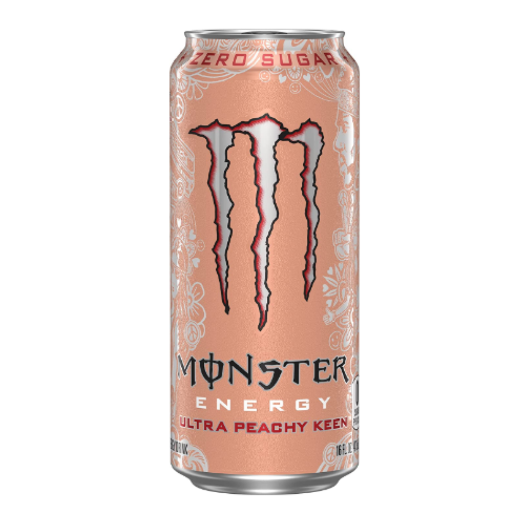 Monster Energy Ultra Peachy Keen, Sugar Free Energy Drink 16 Ounce  - Pack of 24