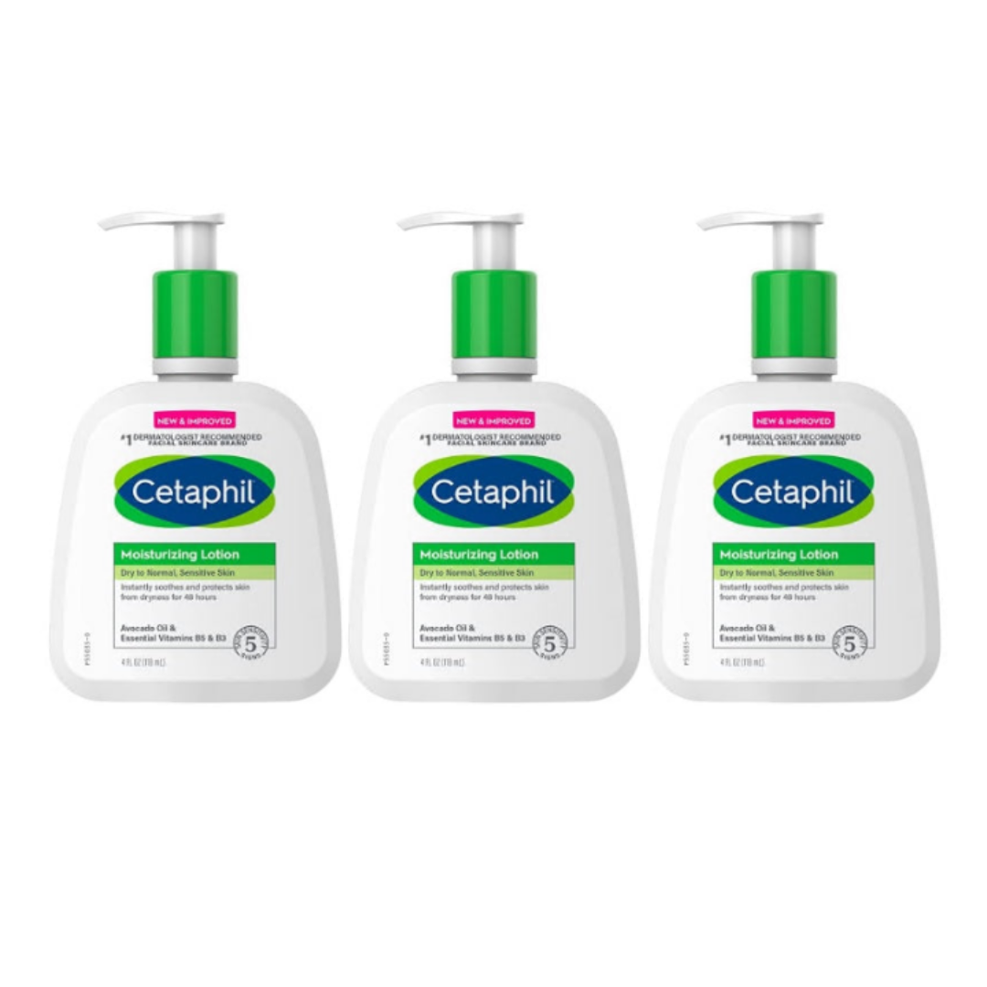 CETAPHIL Hydrating Moisturizing Lotion for All Skin Types, Suitable for Sensitive Skin - 4 oz (Pack of 3)