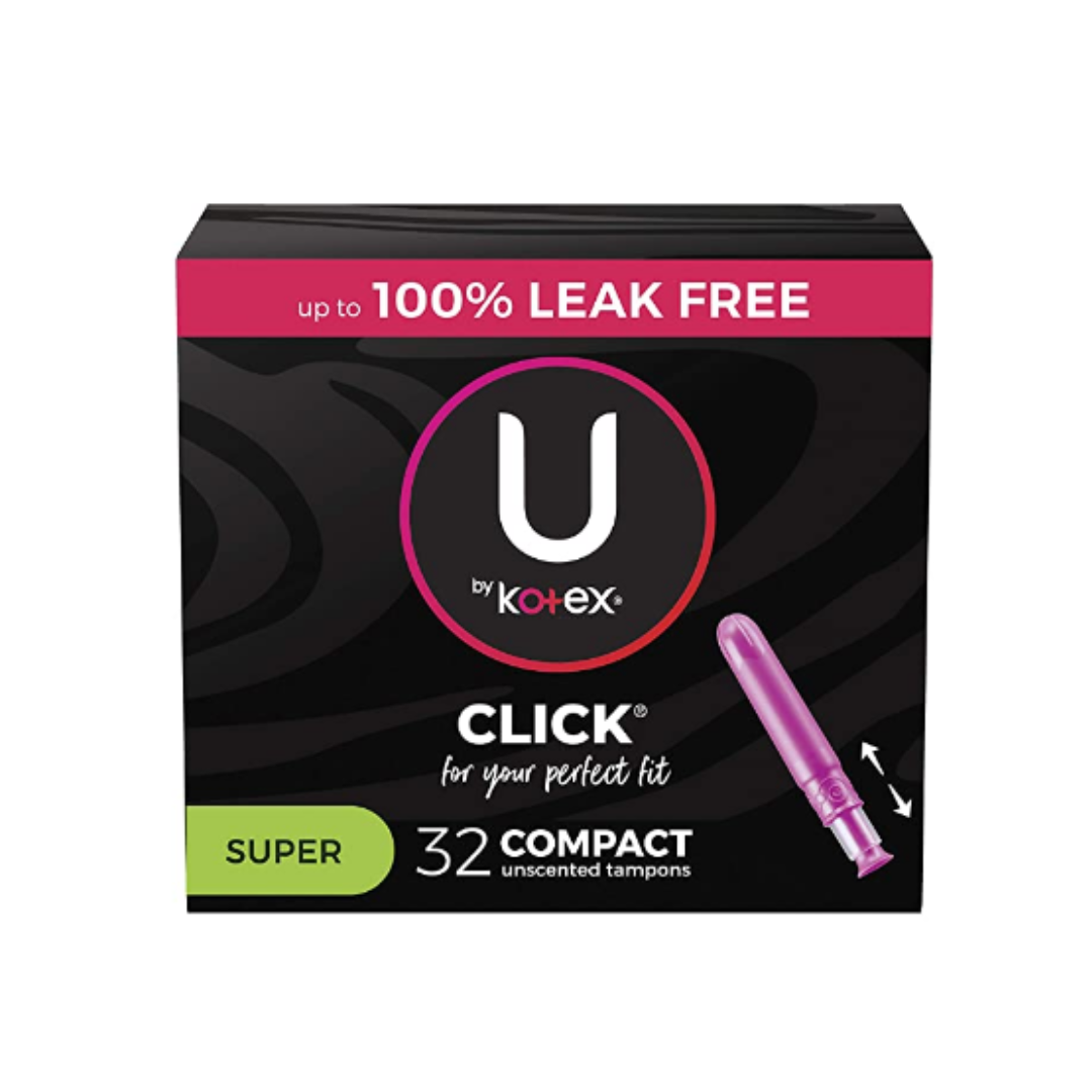 U by Kotex Click Compact Tampons, Super Absorbency, Unscented - 32 Count