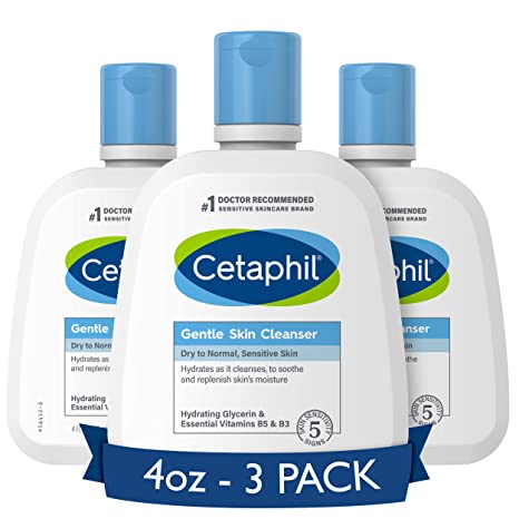 CETAPHIL Face Wash, Hydrating Gentle Skin Cleanser for Dry to Normal Sensitive Skin, NEW - 4 oz (3 Pack)