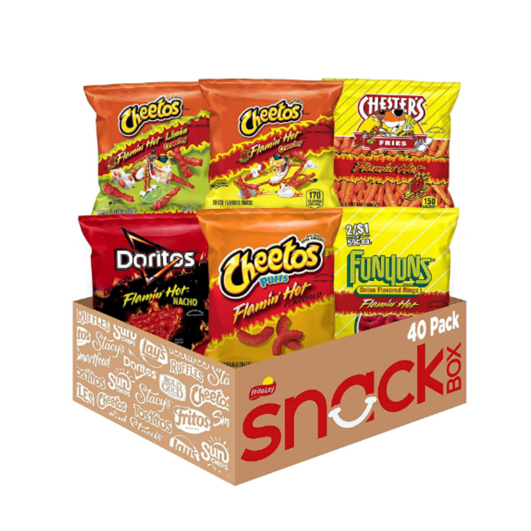 Frito Lay Flamin' Hot Mix, 6 Flavor Single Serve Cheetos, Doritos, Chester's & Funyuns Variety Pack - 40 Count