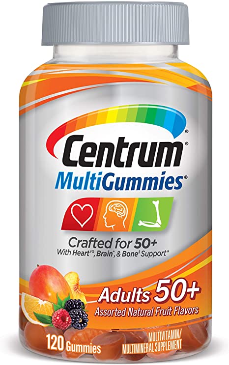 Centrum Multivitamin Gummy for Adults 50 Plus, Assorted Flavor, Fruit, 120 Count