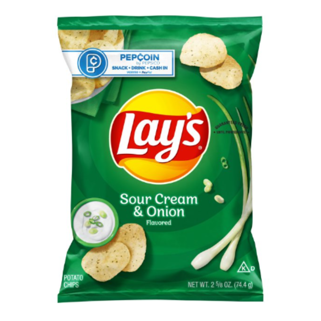 Lay's Potato Chips Sour Cream & Onion Flavored, 2 5/8 Ounce