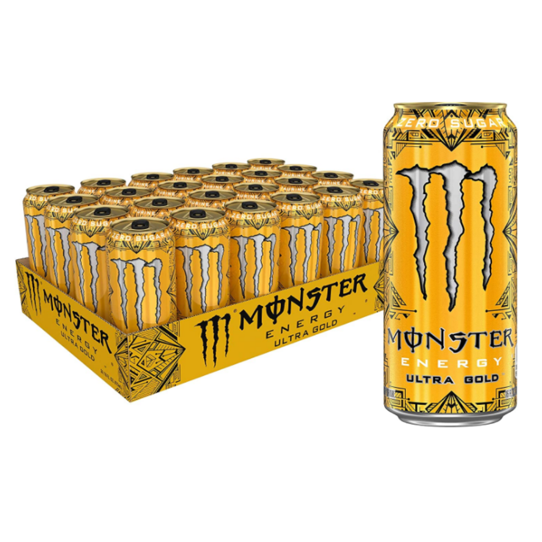Monster Energy Ultra Gold, Sugar Free Energy Drink 16 Ounce - Pack of 24