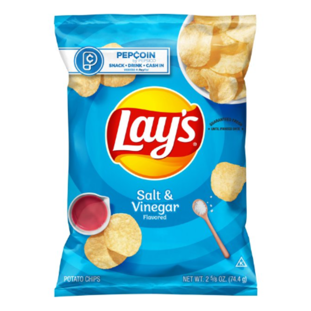 Lay's Salt & Vinegar Flavored Potato Chips,  2 5/8 Ounce