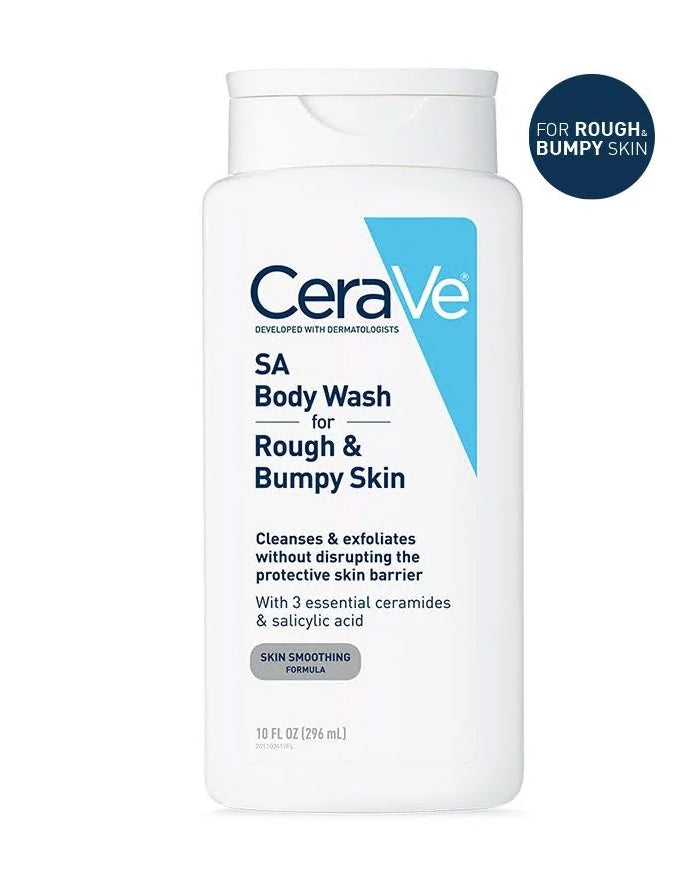 CeraVe SA Body Wash for Rough & Bumpy Skin, 10 Oz - with Skin Smoothing Formula