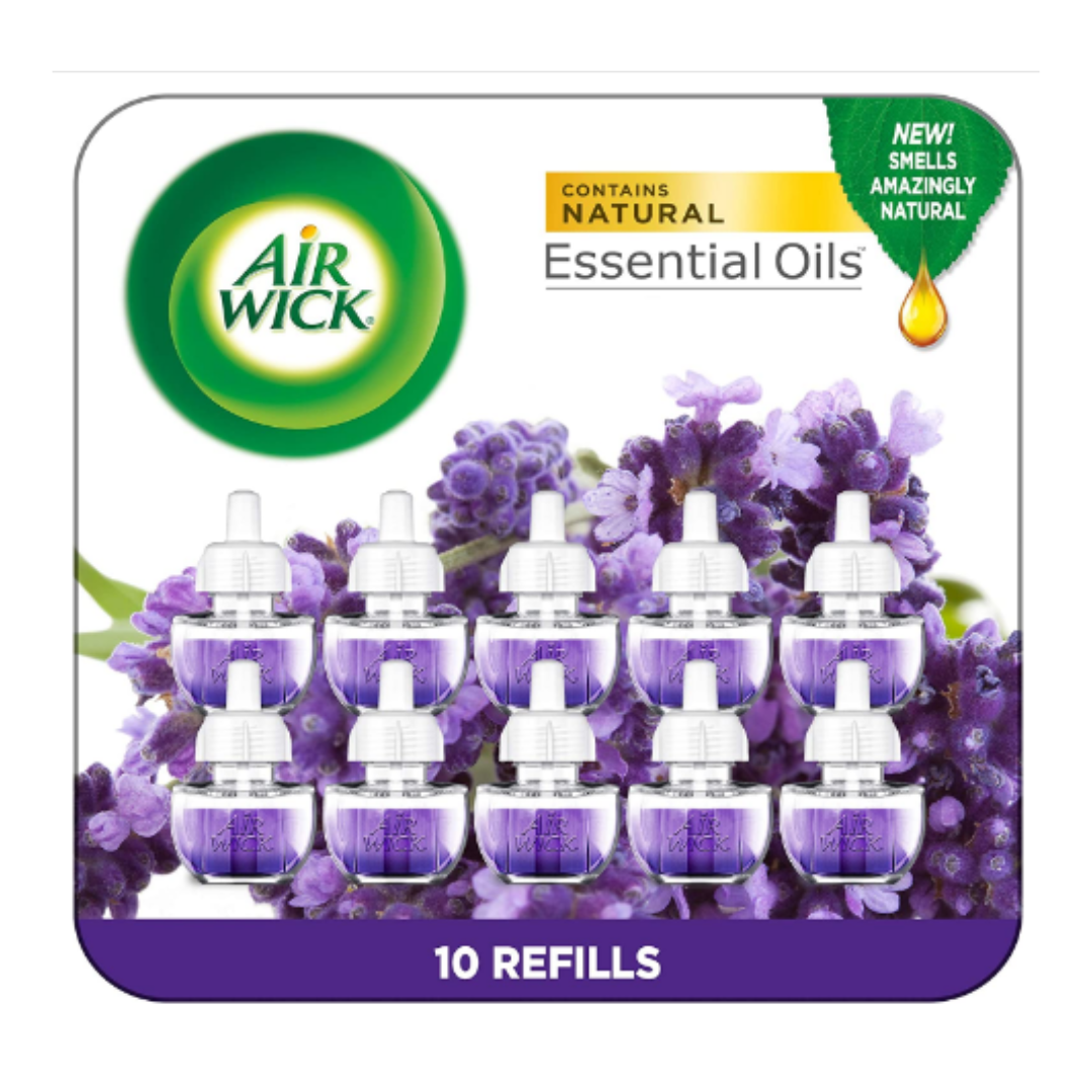 Air Wick Plug in Scented Oil Refills, Lavender and Chamomile, Eco Friendly, Essential Oils, Air Freshener, 0.67 Fl Ounce - Pack of 10