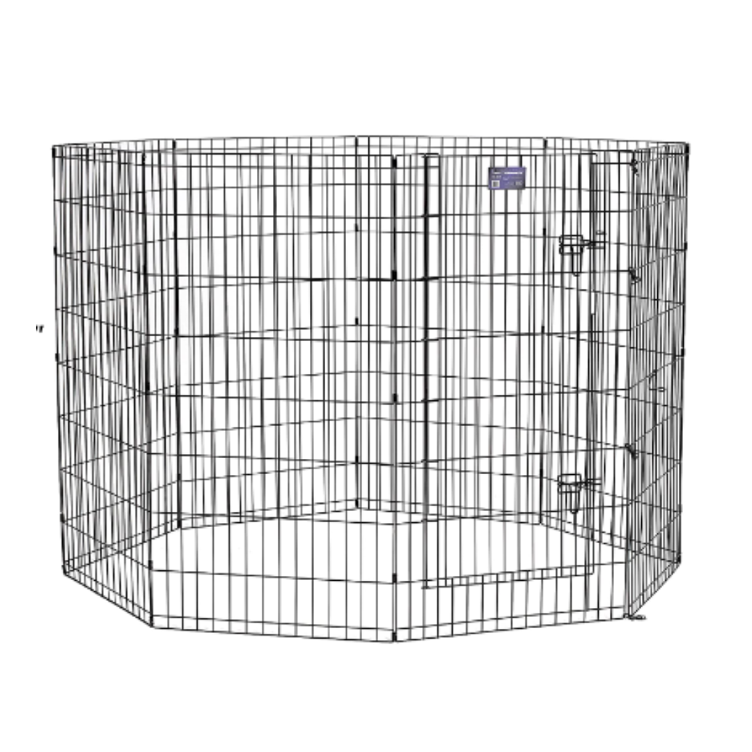 MidWest Foldable Metal Dog Exercise Pen, Black w/ Door, 48 Inches Height