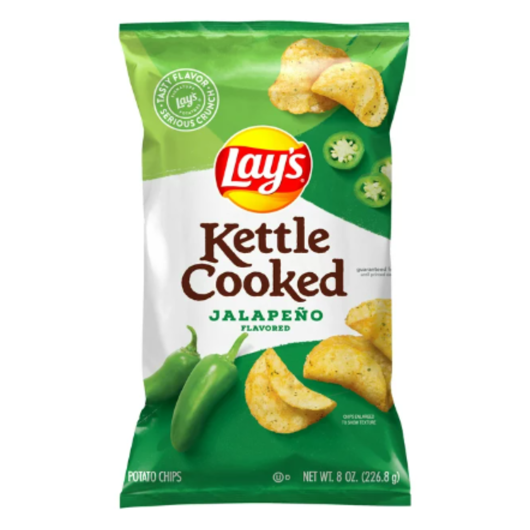 Lay's Kettle Cooked Potato Chips, Jalapeno, 8 Ounce